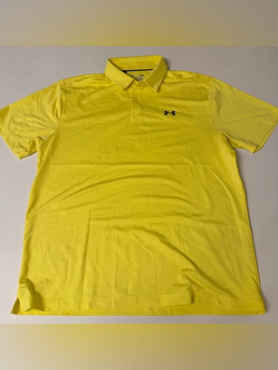 Under Armour Other - Under Armour Shirt Mens L Yellow Heat Gear Short Sleeve Golf Polo Sports Loose
